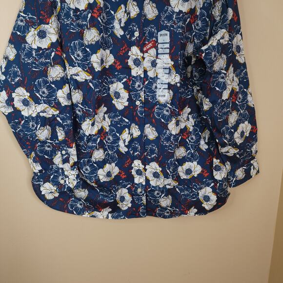 Duluth Wrinklefighter Button Up Shirt in Navy Sun Floral Size Plus 1X - Picture 3 of 8